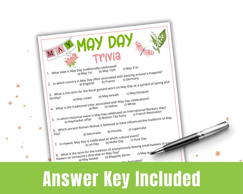 May Day Trivia Game, Printable May Day Game for the Family, Classroom ...