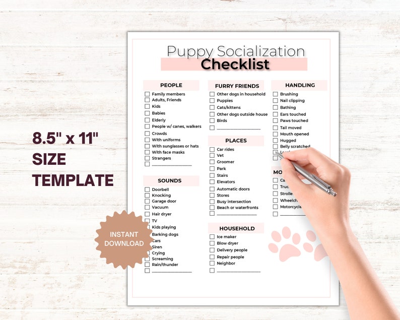Puppy Socialization Checklist - Digital Download D001 - Etsy