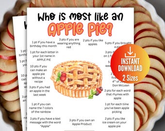 Wie lijkt het meest op een appeltaart? Spel voor een herfst- en zomerfeest, quiz over het bakken van appeltaarten, Halloween-spel voor kinderen en volwassenen, feest voor op kantoor