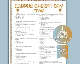 Corpus Christi Day Trivia Game for Kids,Sunday School Bible Games,New Testament Activity,Church Fundraiser Game,Christian Jesus Lesson BB1