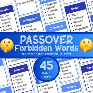 Passover Forbidden Words Game, Seder Activity For Kids and Adults,Passover Party and Classroom Game,Printable Jewish Game,Pesach Seder Games