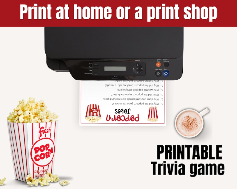Popcorn Questions Popcorn Jokes for Kids, Printable Popcorn Pun Game, Popcorn Baby Shower ...