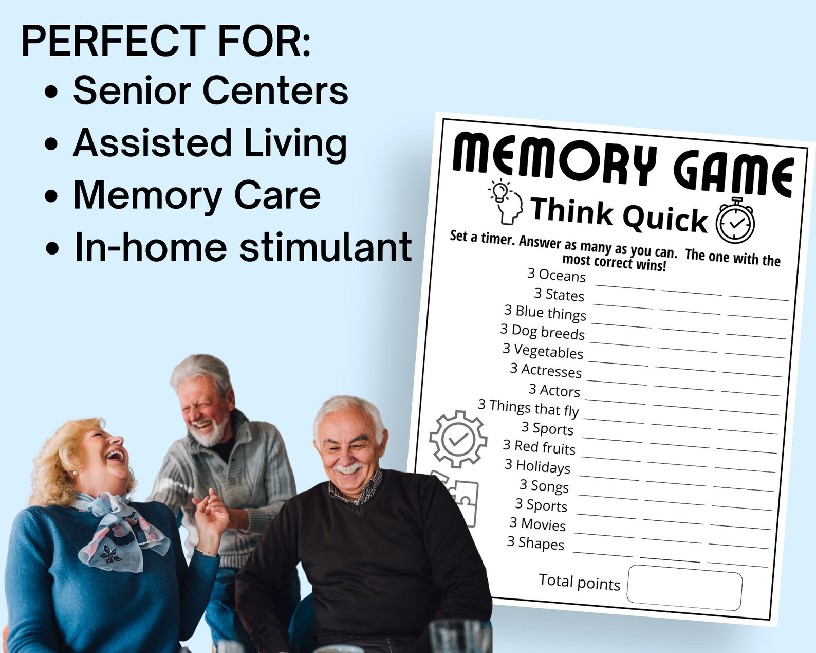 Think Quick Memory Care Game, Elderly Game,dementia Games,icebreaker ...