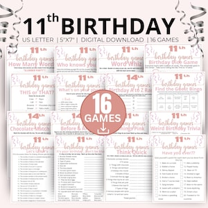 11th Birthday Party Games, Born in 2014 Game Bundle, Best Selling Eleventh Birthday Games,Tween Activities for a 11-Year-Old Girl's Birthday