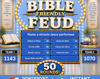 Bible Friendly Feud,Christian Activity for kids teens adults,Interactive Family Trivia PowerPoint Games,Church Fundraisers,Sunday School BB1
