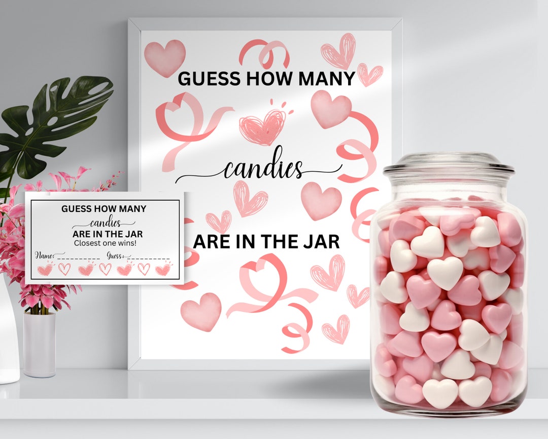 Guess How Many Candies in the Jar, Bridal Shower Game, Printable Candy ...