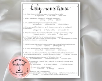 Baby Movie Trivia Game, Baby Shower Games, Movie Quiz Party, Movie Quotes Trivia, Baby Games, Award Ceremony Gala Party, Gender Reveal Party