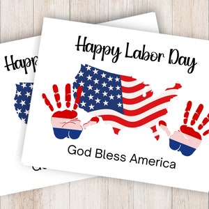 Impronta della mano del Labor Day, Laborl Day 2024, Arte dell'impronta della mano, Attività patriottica, Ricordo artigianale dell'impronta della mano, Dio vi benedica, PDF stampabile per l'asilo nido