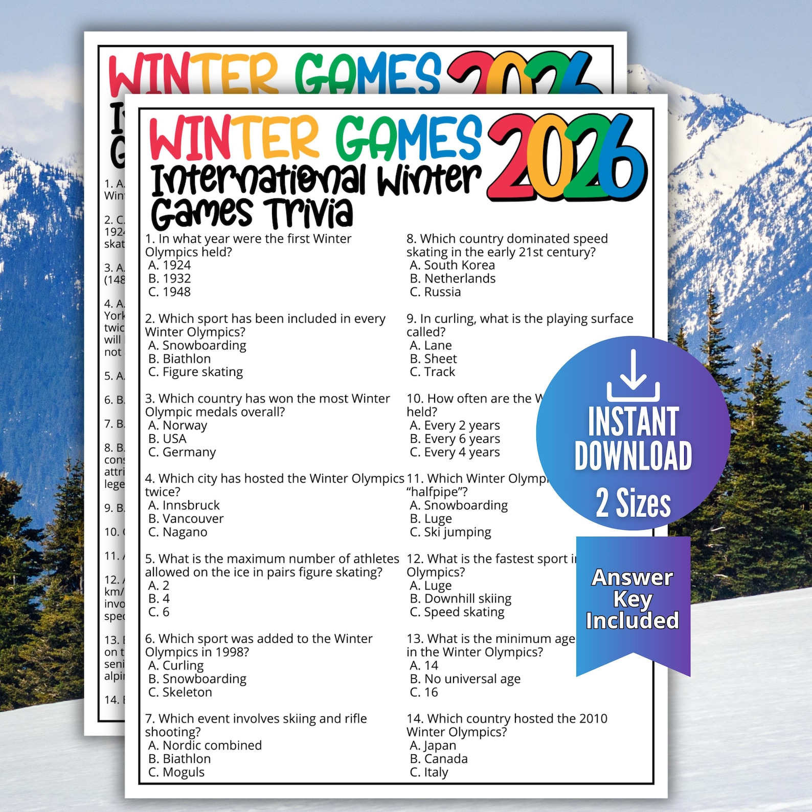 2026 Winter Games Trivia Quiz Activity For Winter Sports Il F3hq 