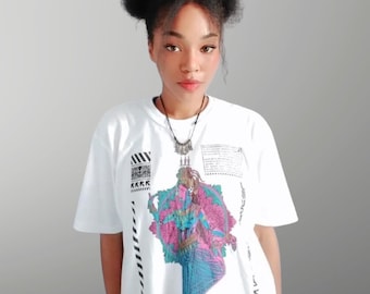 Apsara Cyborg-T-shirt | Apsara-shirt | Cambodjaans T-shirt | Streetwear Khmer-cultuur | Cambodjaanse mode | Khmer-shirt | Japanse streetwear