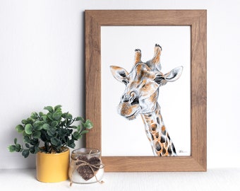 Giraffe Print, Animal Art Print, Giraffe Art Print, Giraffe illustration, Giclee Print, Nursery Art