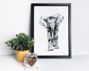 Baby Elephant Print, Animal Art Print, Elephant illustration, Elephant Art Print, Giclee Print, Nursery Art