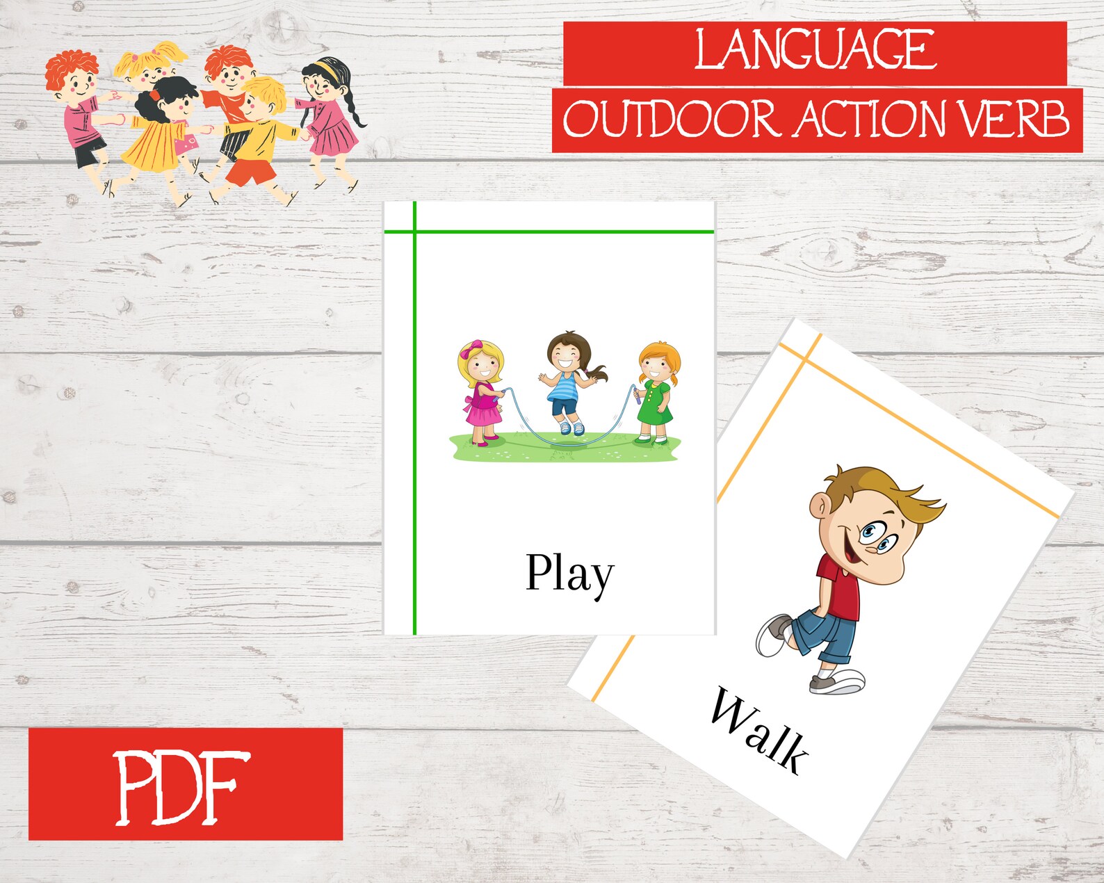 Outdoor Action Verb Cards Montessori Cards Flash Cards Etsy UK