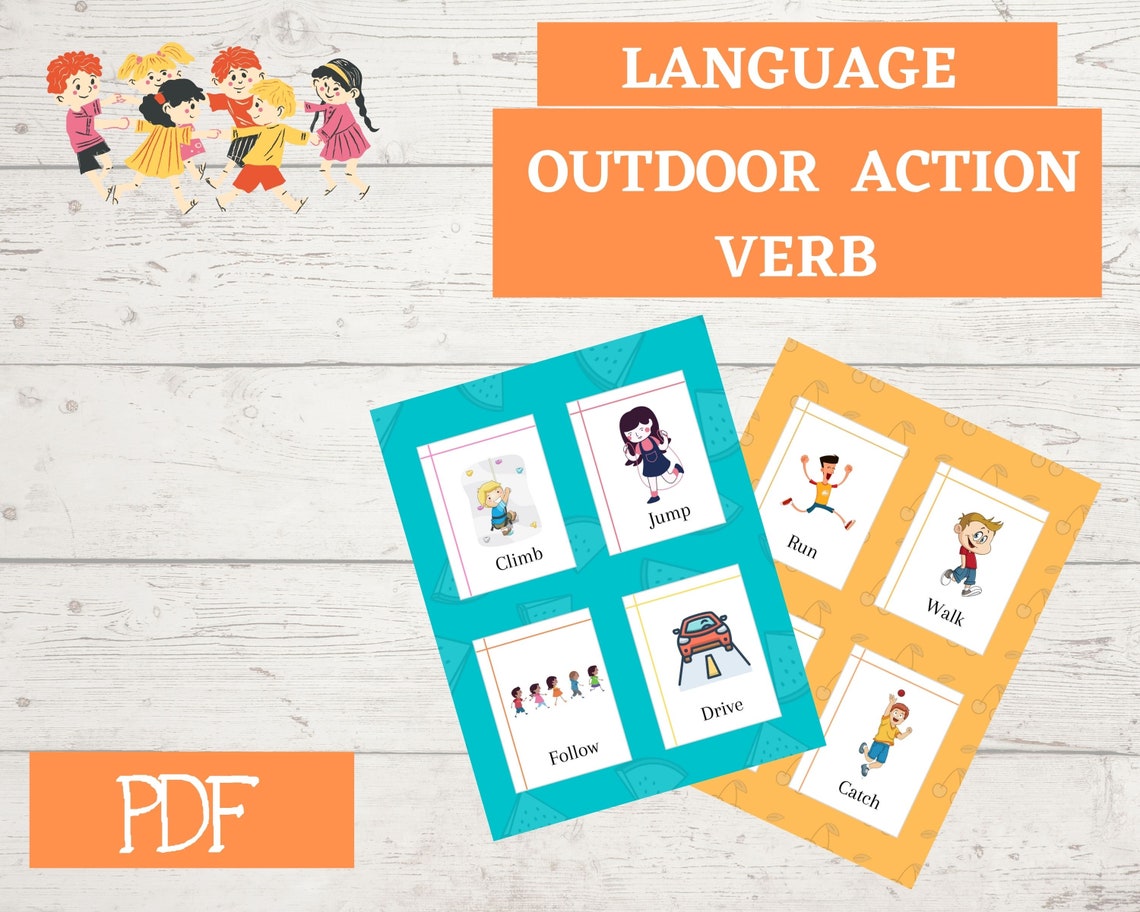 OutdoorAction Verb Karten Montessori Karten FlashKarten Etsy.de