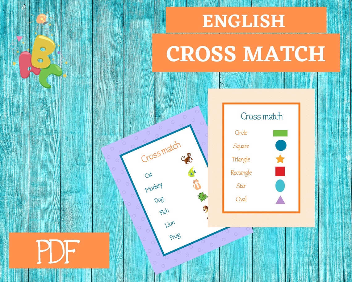 Cross Match Learning Toddler Learning Kid Preschool Etsy