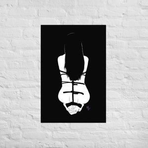 Silhouette Pleasures 1, Schwarz, Shibari, Einzelfigur (ungerahmtes mattes Poster)