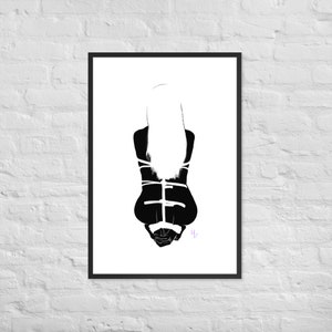 Silhouette Pleasures 1, Weiß, Shibari, Einzelfigur (gerahmtes mattes Poster)
