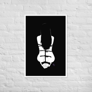 Silhouette Pleasures 1, Schwarz, Shibari, Einzelfigur (gerahmtes mattes Poster)