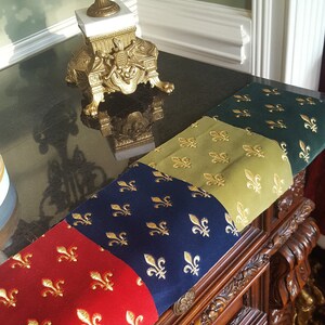 Fleur de Lis Fabric Samples, Velvet with Gold Embroidery image 2