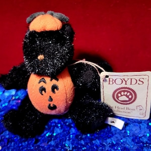 Mini peluche Halloween Boyds Bears 4" Ventre de citrouille de copain Punkin's noir, chat miniature en costume de citrouille d'Halloween, rare, excellent cadeau