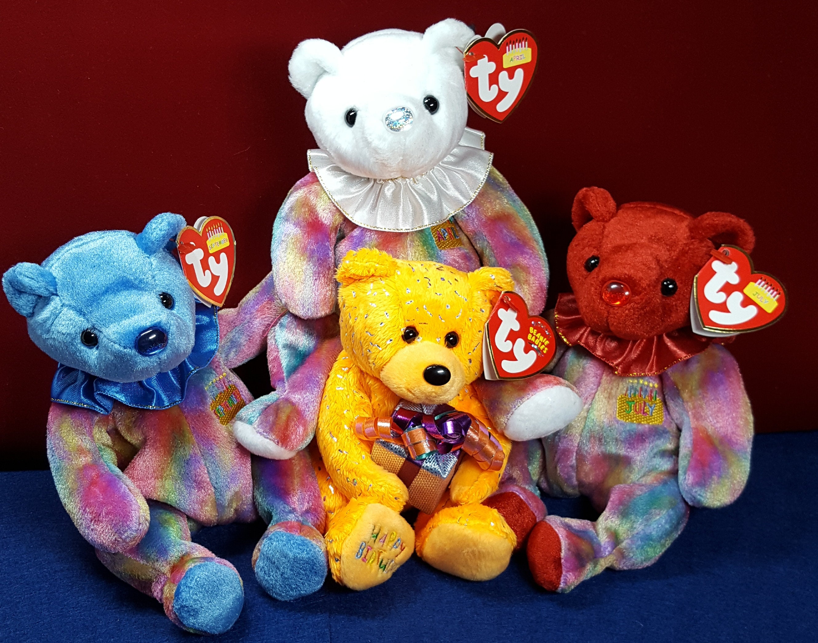 Vintage TY Beanie Baby Birthday Bears: April, July, September