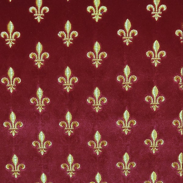 Tissu fleur de lys, velours, brodé, or - plusieurs couleurs