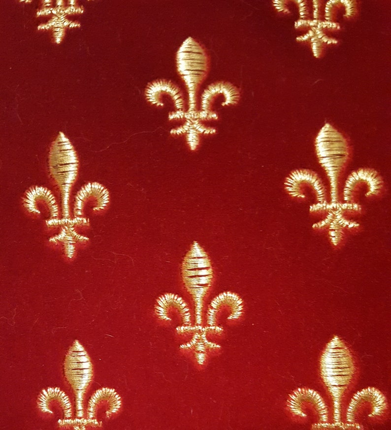 Fleur De Lis Fabric Samples Velvet With Gold Embroidery - Etsy