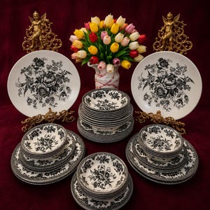 ロイヤル・スタッフォード（黒白風景皿 3枚セット） Royal Stafford Black and White - Etsy