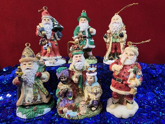 Lot De 4 Figurines De Noël Enesco Santa Claus (Père Noël) Vintage Années 80/90
