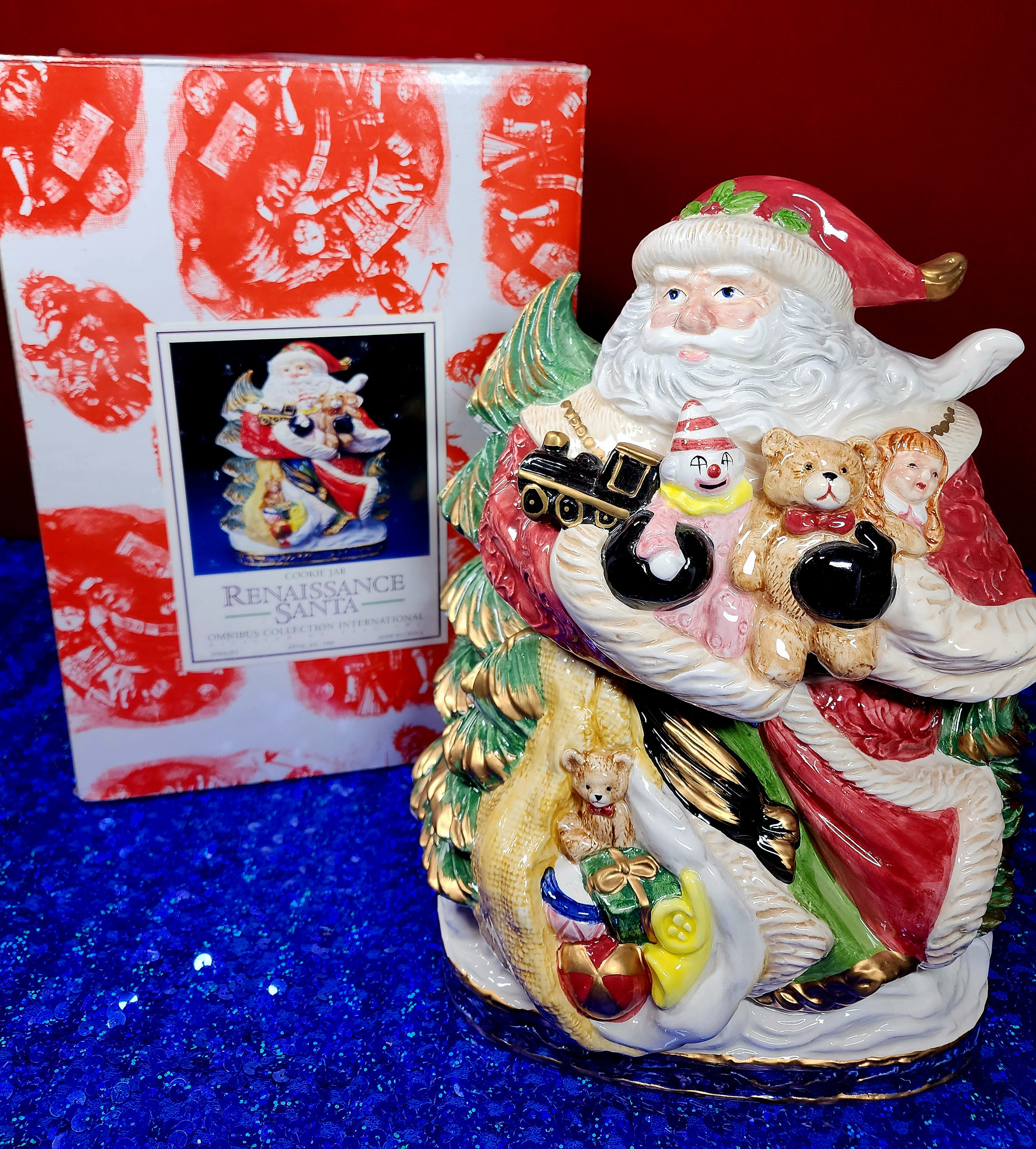 Fitz & Floyd Renaissance Santa Cookie Jar: 1994 Vintage Christmas