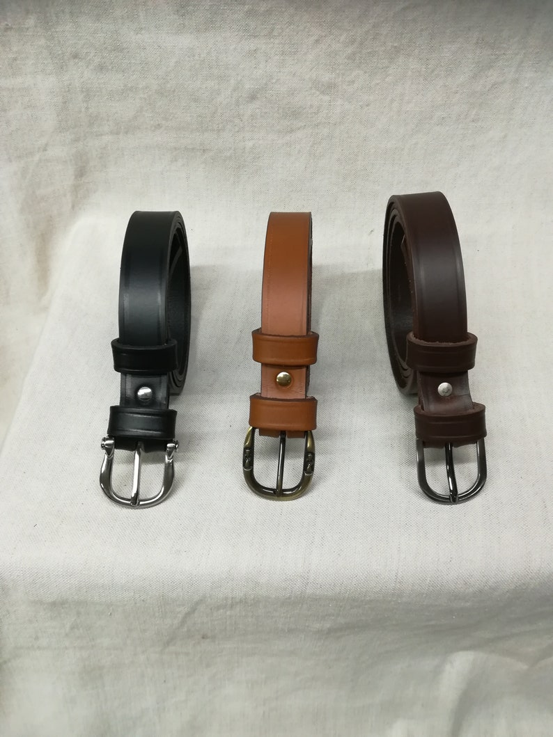 Ceinture artisanale en cuir , ceinture française, ceinture 2.5 cm, ceinture en cuir image 1