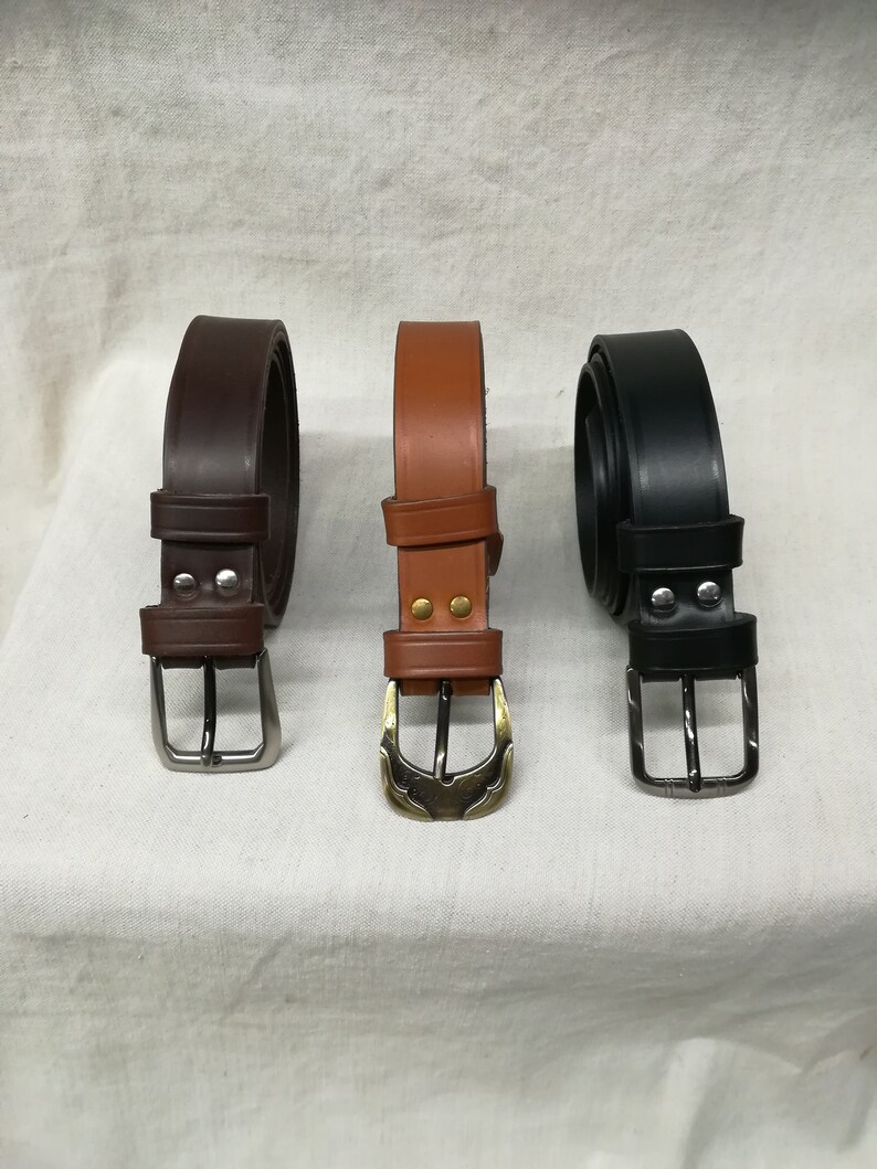 Ceinture artisanale en cuir , ceinture française, ceinture 3 cm, ceinture en cuir image 2