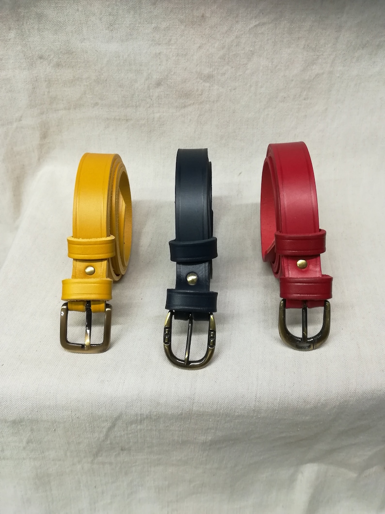 Ceinture artisanale en cuir , ceinture française, ceinture 2.5 cm, ceinture en cuir image 2