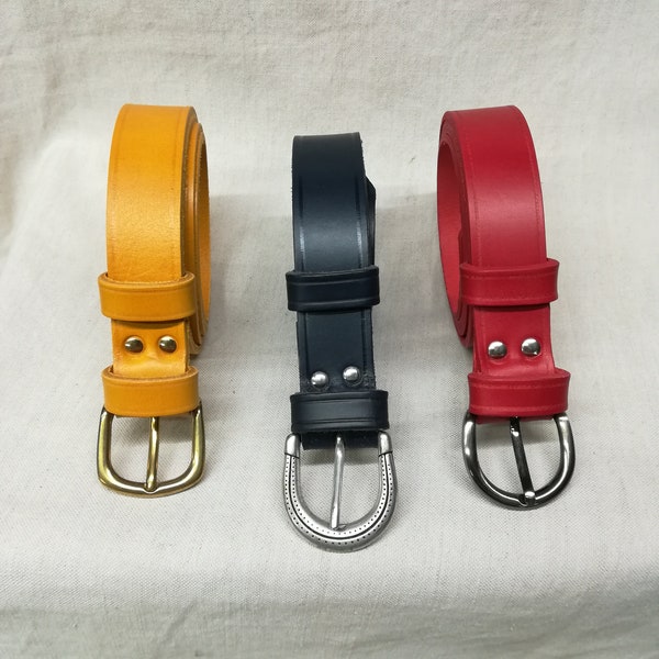 Ceinture artisanale en cuir , ceinture française, ceinture 3 cm, ceinture en cuir