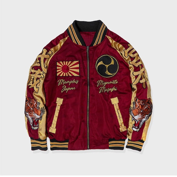 Tiger Japan Warrior Varsity Jacket Red - Sukajan - Japanese