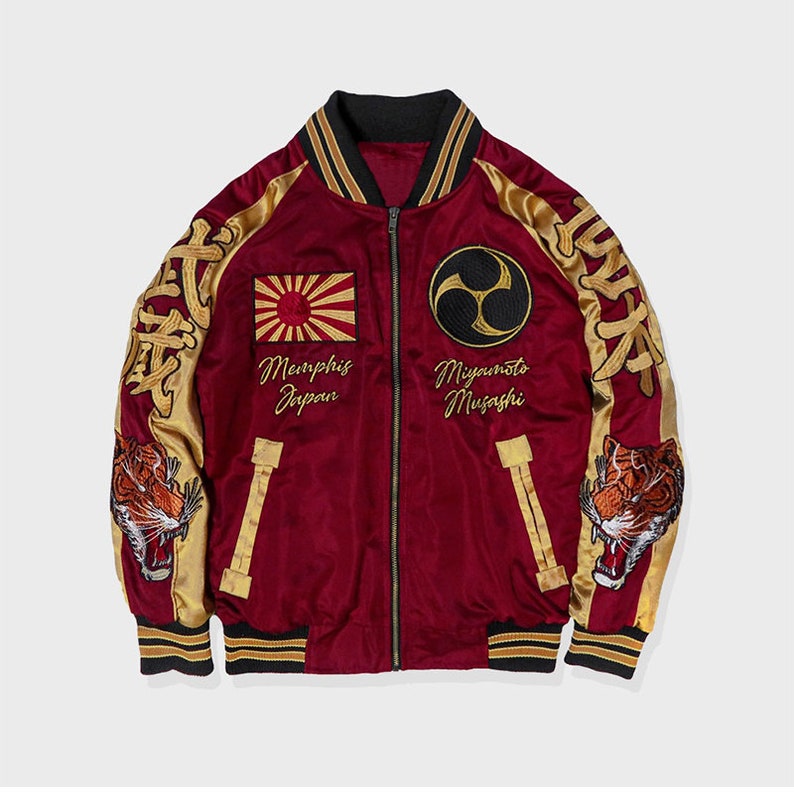 Tiger Japan Warrior Varsity Jacket Red Sukajan Japanese Etsy