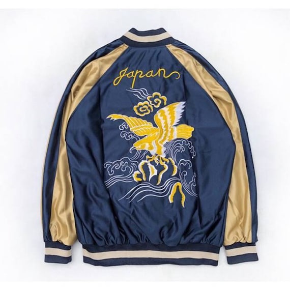 Sukajan Japan Birds Varsity Jacket - Japanese Streetwear