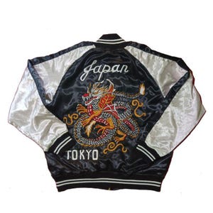 Tokyo Dragon Sukajan Jacket - Japanese Street Style - Embroidered Asian Symbolic - Chinese Zodiac - Vintage - Mythical Legendary Creature