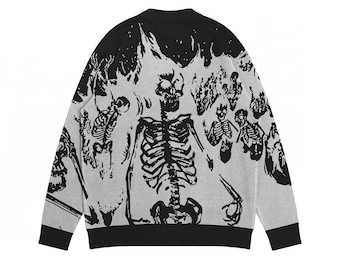 BURNED SKELETON HELL - Sweater - Sweatshirt - Hoodie - Knitwear - Streetwear - Streetstyle - Unisex