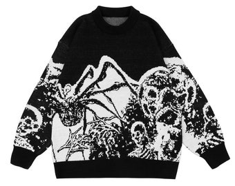 FEARFULNESS SKELETON x SPIDER - Hell - Sweater - Sweatshirt - Hoodie - Knitwear - Streetwear - Streetstyle - Unisex