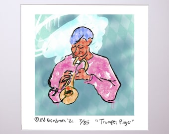 Matted photo "the Trumpet Player" - limited edition of 85 - O.D. (matted) 12x12 inches, - image size approx 6x6 inches