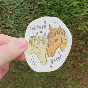 Sticker vinyle chevaux Nature is Queer - Sticker illustration art équestre LGBTQ+