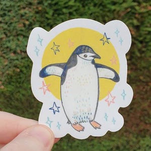 Pegatina de pingüino: ilustración artística LGBTQ+ de pingüino barbijo