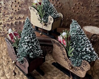 Mini Sleigh, Tiered Tray Decor, Christmas Decor, Winter