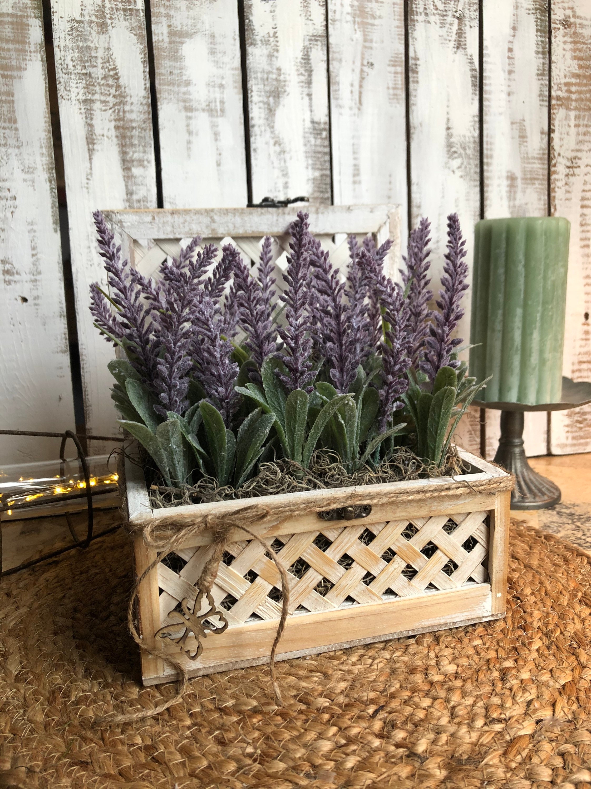 Lavender Flower Arrangement in Wicker Box With Butterfly Etsy