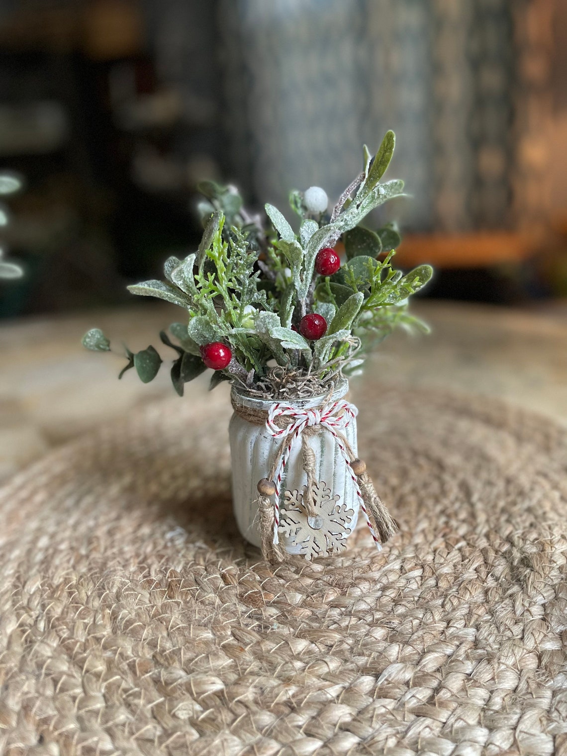 Christmas Arrangement Mini Glass Container Tiered Tray Decor Etsy