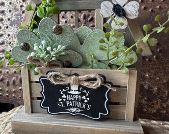 St. Patrick's Day Tiered Tray Decor, Magnetic Shamrock Set, Farm Truck Barn Stand