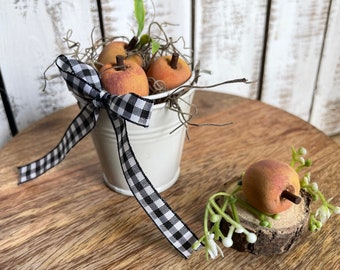 Bucket of Fruit, Tiered Tray Decor, Peaches, Apples, Lemons, Strawberries