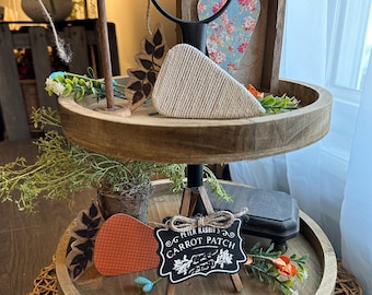 Magnetic Carrot Patch Tiered Tray Decor, Farm Truck Stand Set