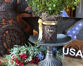 Personalized Mini Tree: Rustic Military Memorial Decor